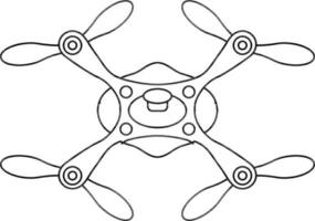 Drone camera in black line art. vector