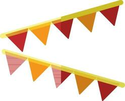 Bunting flags in yellow, red and orange color. vector