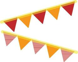 Bunting flags in yellow, red and orange color. vector