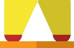 Yellow and red spotlight in flat style. vector