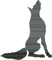 Silhouette of howling wolf. vector