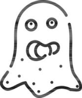 Flat Style Ghost Icon in Black Line Art. vector