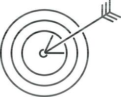 Black line art target with arrow. vector