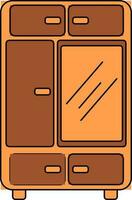 Closet cabinet icon with mirror for furniture concept. vector
