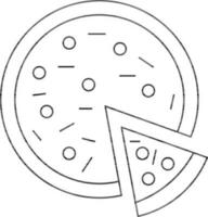 Delgado línea Arte Pizza icono en plano estilo. vector