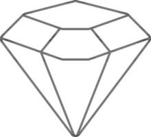 Vector Illustration of Diamond in Black Thin Line Art.