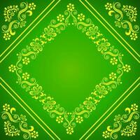 Shiny green color abstract background decorated with floral design pattern. vector