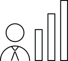 Man with bar graph on white background. vector