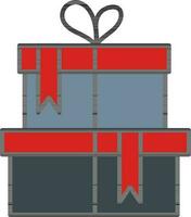 Two Gift Box Icon In Gray And Red Color. vector