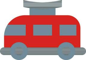 Camper Van Icon In Gray And Red Color. vector