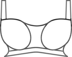 Black Outline Bra Icon in Flat Style. vector