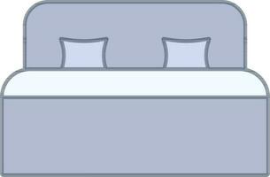 Flat Style Double Bed Icon Or Symbol In Blue And Gray Color. vector