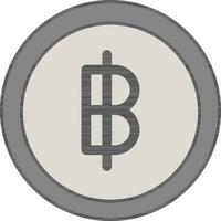 Flat Style Baht Coin Icon in Grey Color. vector