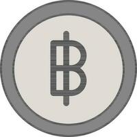 Flat Style Baht Coin Icon in Grey Color. vector