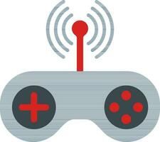 Wifi Joystick Or Gamepad Icon In Gray And Red Color. vector