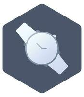 Wristwatch Icon On Blue Hexagonal Shape. vector