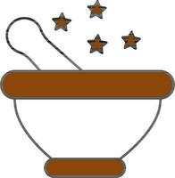 Magic Potion Bowl Icon in Brown and White Color. vector