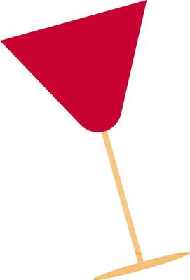 Red cocktail glass in flat style.