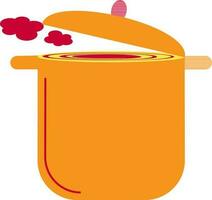 Open orange casserole pan in flat style. vector