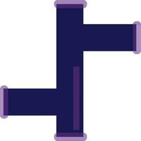 Flat style purple joint pipes. vector