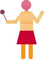 Character of faceless woman holding cooking spoon. vector