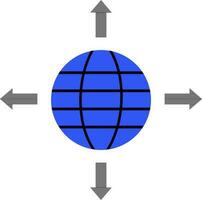 Blue and black globe with arrows. vector