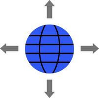 Blue and black globe with arrows. vector