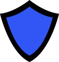 Black abd blue shield in flat style. vector