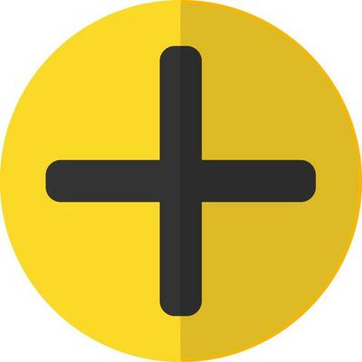 Black plus sign in flat style.