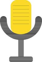 Black and yellow microphone in flat style. vector