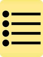 Black and yellow document in flat style. vector