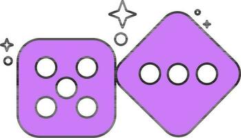 Dice Icon In Purple And White Color. vector