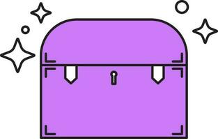 Treasure Box Icon In Purple And White Color. vector