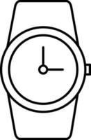 línea Arte reloj de pulsera icono en plano estilo. vector
