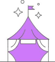 Circus Tent Icon In Purple And White Color. vector