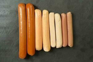 Sausage bangers hotdog chicken beef lamb verity mix photo