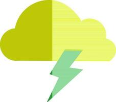 Yellow cloud with green lighting bolt. vector