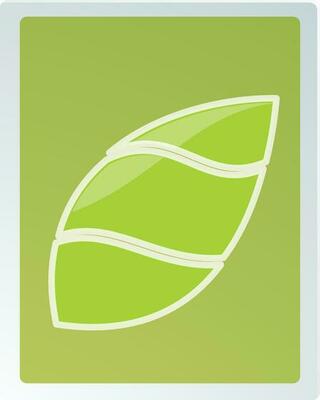 Stylish glossy leaf on green background.