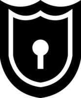 Shield lock symbol in black and white color. vector