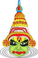 Cartoon face of kathakali dancer. vector