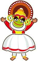 Cartoon character of a Kathakali Dancer. vector