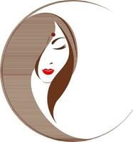 Character of a lady in circular frame. vector