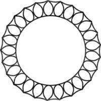 Floral Circular Shape or Frame Icon in Black Line Art. vector