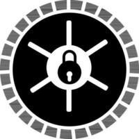 Locked vault safe in black and white color. vector