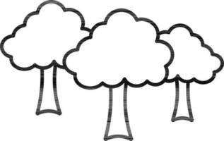 Black Line Art Illustration of Trees Icon. vector