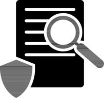 Document with magnifying glass and security symbol. vector