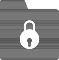 Black and white file folder lock icon. vector