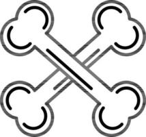 Crossbones Line Art Icon in Flat Style. vector