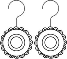 Round Shape Dangle Earrings Icon in Black Line Art. vector
