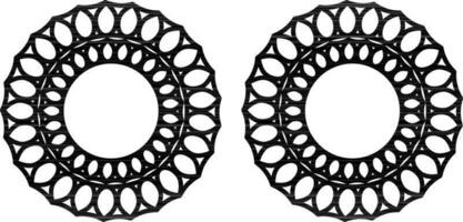 Floral Circular Border or Frame Set Icon in Black Line Art. vector